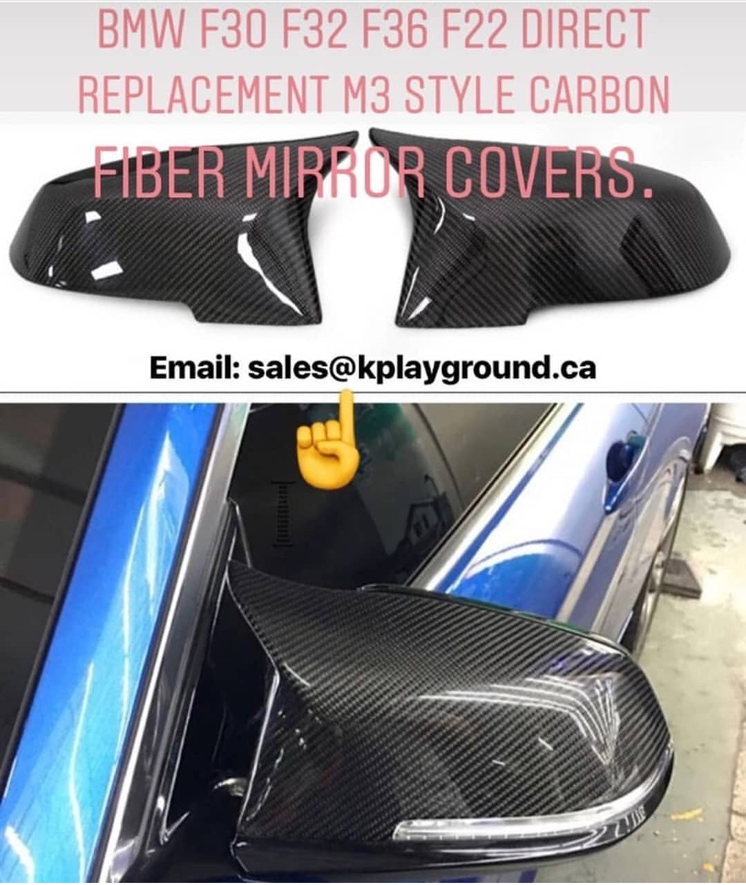 Direct Replacement M3 Style Carbon Fiber Mirror Covers